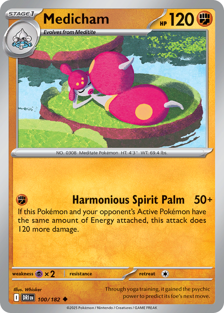 Losse Pokemonkaart 100/182 - Medicham - Destined Rivals - [Uncommon]