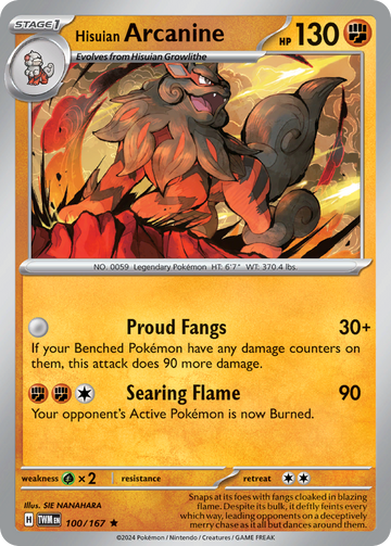 100/167 - Hisuian Arcanine - [Rare] - Reverse Holo