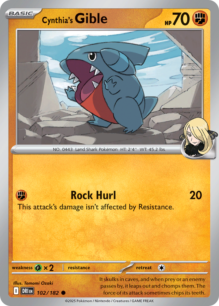 Losse Pokemonkaart 102/182 - Cynthia's Gible - Destined Rivals - [Common]