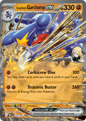 Losse Pokemonkaart 104/182 - Cynthia's Garchomp ex - Destined Rivals - [Double Rare]