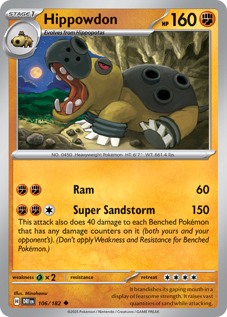 Losse Pokemonkaart 106/182 - Hippowdon - Destined Rivals - [Uncommon] - Reverse Holo