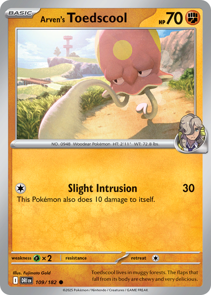 Losse Pokemonkaart 109/182 - Arven's Toedscool - Destined Rivals - [Common] - Reverse Holo