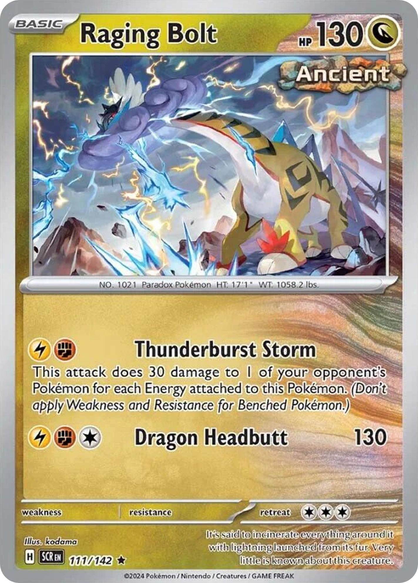 Losse Pokemonkaart 111/142 - Raging Bolt - Stellar Crown - [Rare] - Reverse Holo