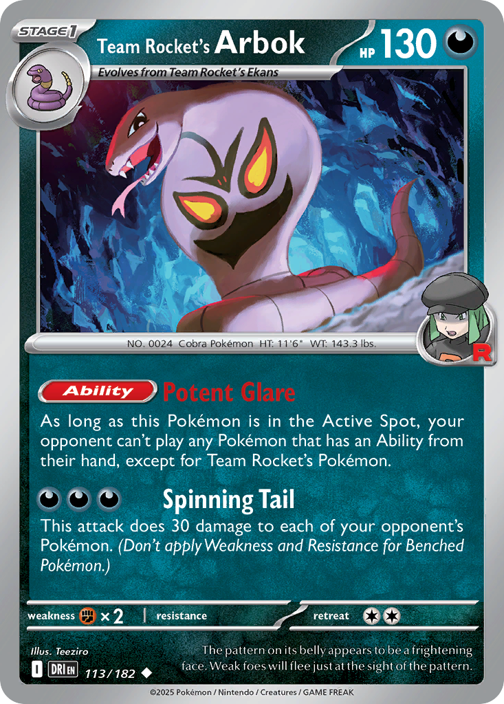 Losse Pokemonkaart 113/182 - Team Rocket's Arbok - Destined Rivals - [Uncommon]