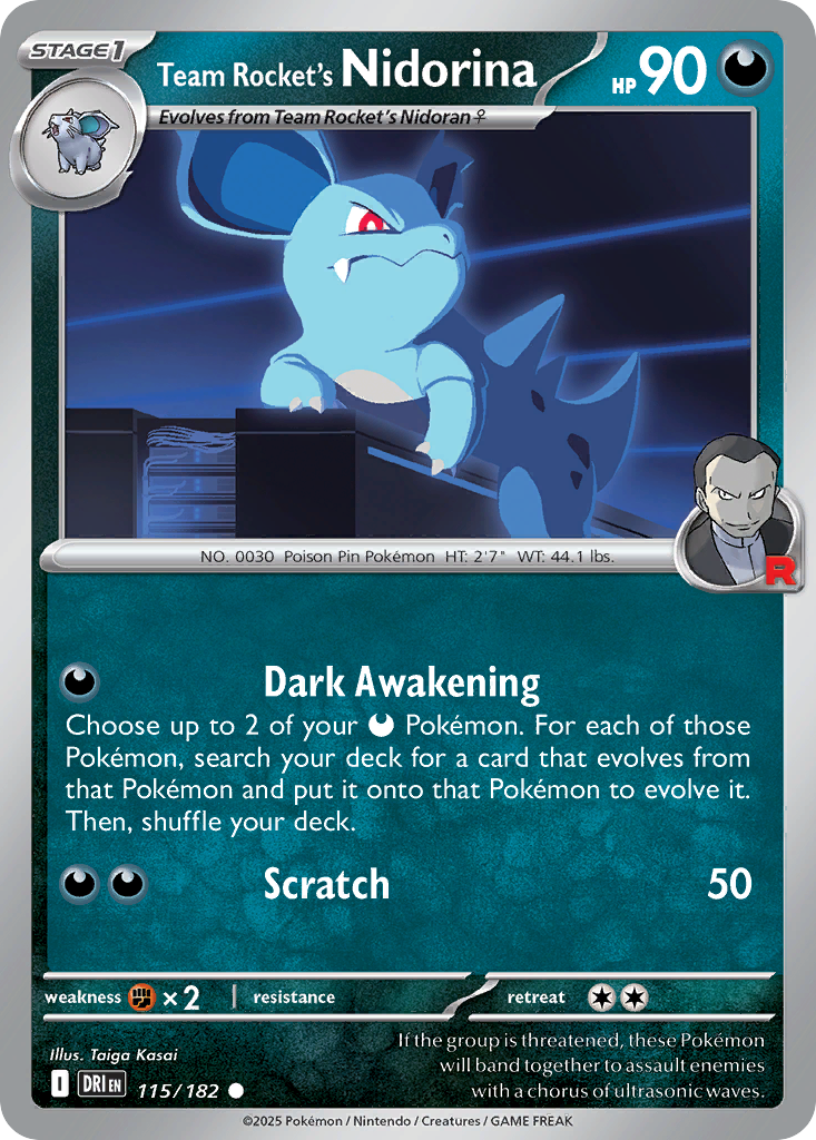 Losse Pokemonkaart 115/182 - Team Rocket's Nidorina - Destined Rivals - [Common]