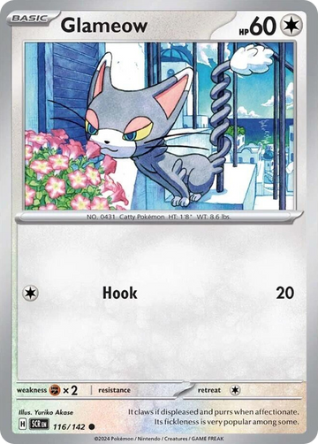 Losse Pokemonkaart 116/142 - Glameow - Stellar Crown - [Common] - Reverse Holo