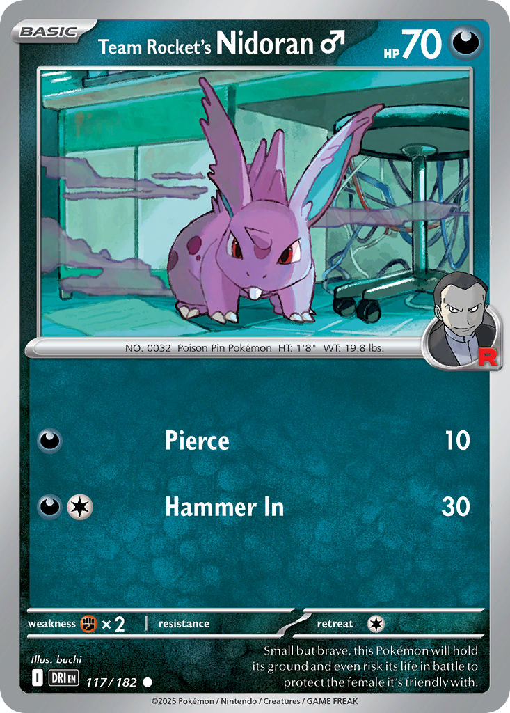 Losse Pokemonkaart 117/182 - Team Rocket's Nidoran♂ - Destined Rivals - [Common]