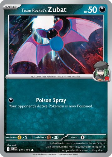 120/182 - Team Rocket's Zubat - [Common] - Reverse Holo