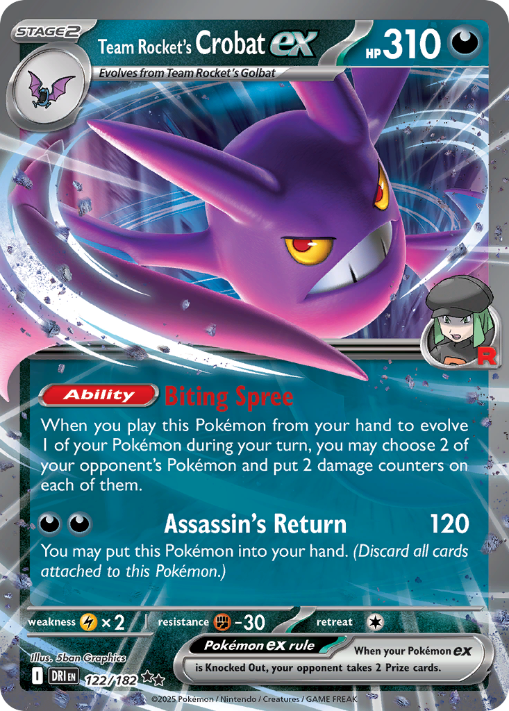 Losse Pokemonkaart 122/182 - Team Rocket's Crobat ex - Destined Rivals - [Double Rare]