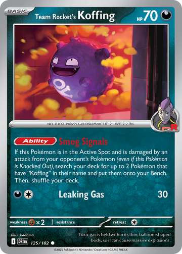 125/182 - Team Rocket's Koffing - [Common] - Reverse Holo