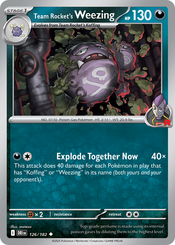 126/182 - Team Rocket's Weezing - [Uncommon] - Reverse Holo