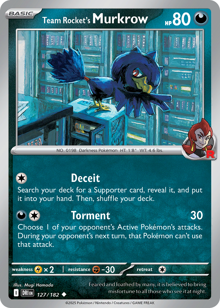 Losse Pokemonkaart 127/182 - Team Rocket's Murkrow - Destined Rivals - [Uncommon]