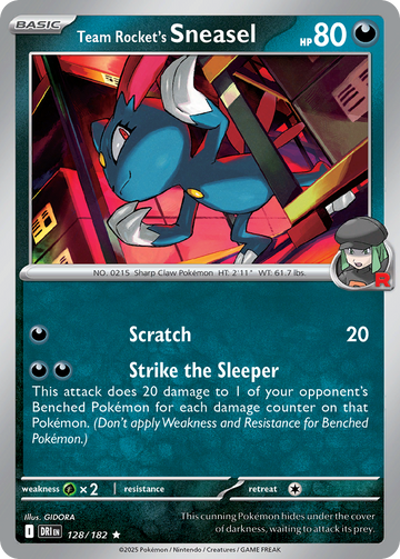 Losse Pokemonkaart 128/182 - Team Rocket's Sneasel - Destined Rivals - [Rare]