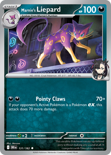 Losse Pokemonkaart 131/182 - Marnie's Liepard - Destined Rivals - [Uncommon]