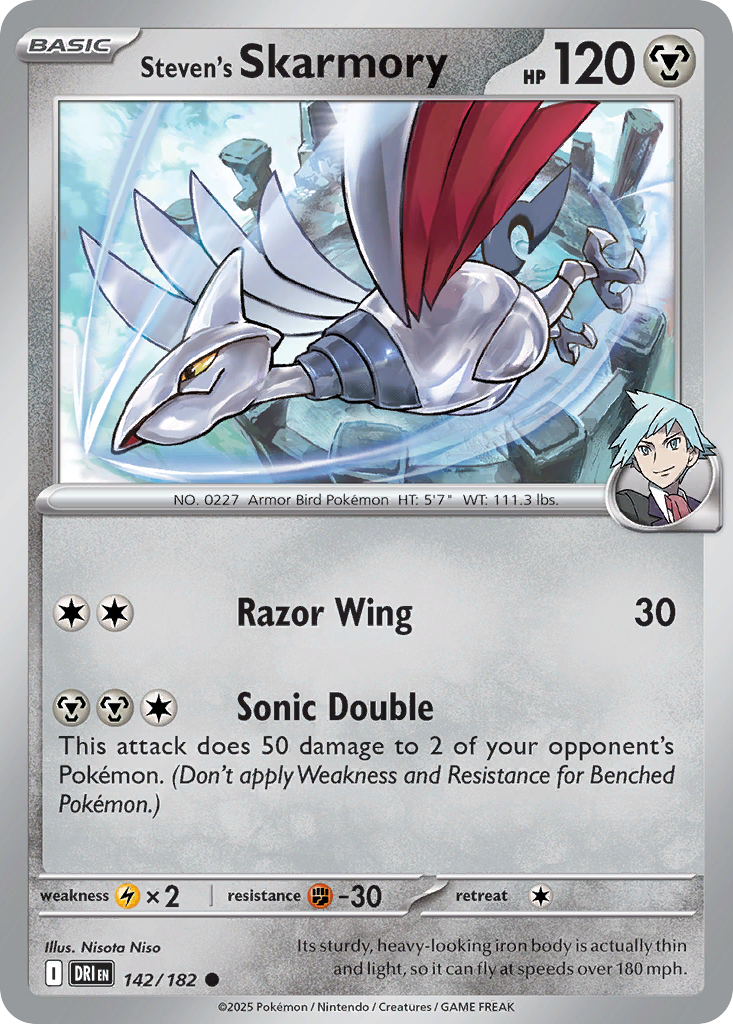 Losse Pokemonkaart 142/182 - Steven's Skarmory - Destined Rivals - [Common] - Reverse Holo