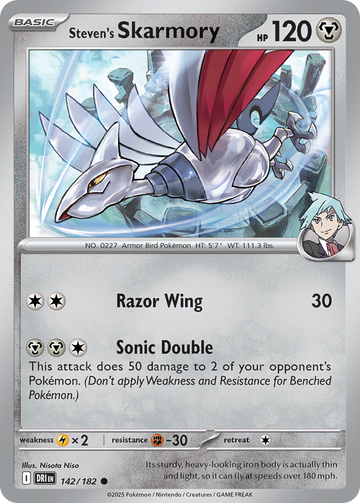 142/182 - Steven's Skarmory - [Common] - Reverse Holo