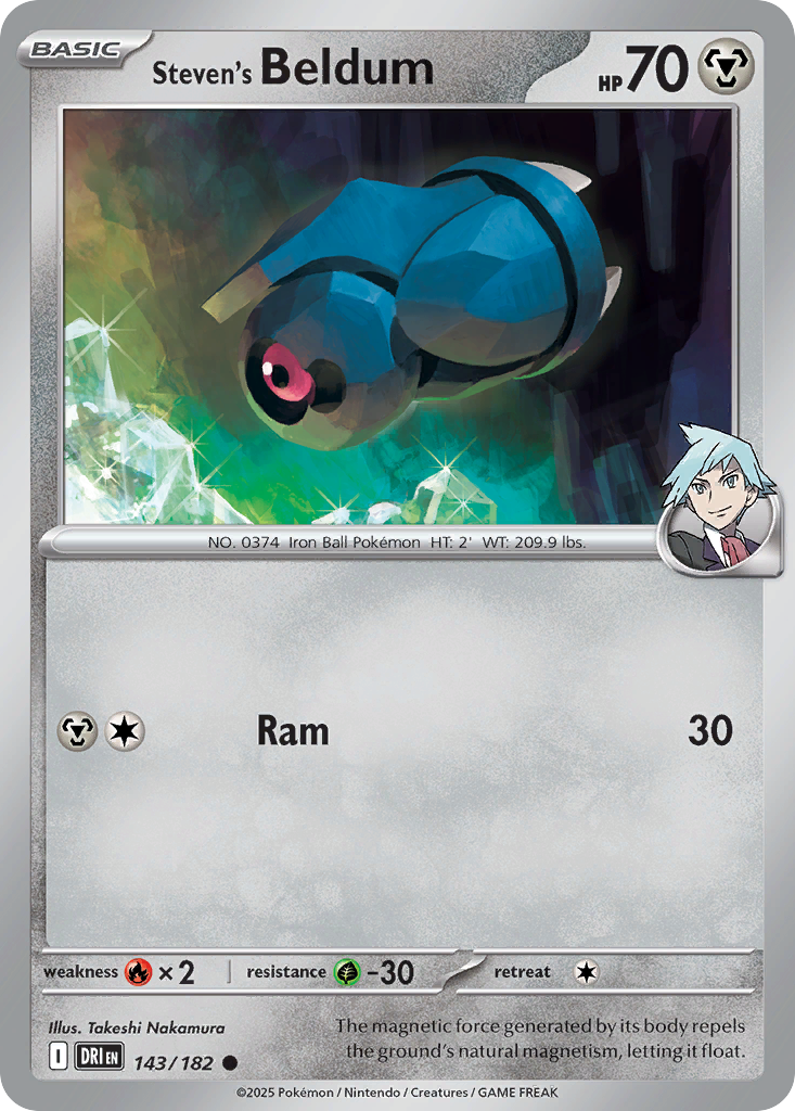 Losse Pokemonkaart 143/182 - Steven's Beldum - Destined Rivals - [Common] - Reverse Holo