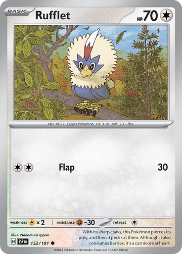 152/191 - Rufflet - [Common] - Reverse Holo