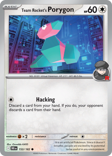 153/182 - Team Rocket's Porygon - [Common] - Reverse Holo