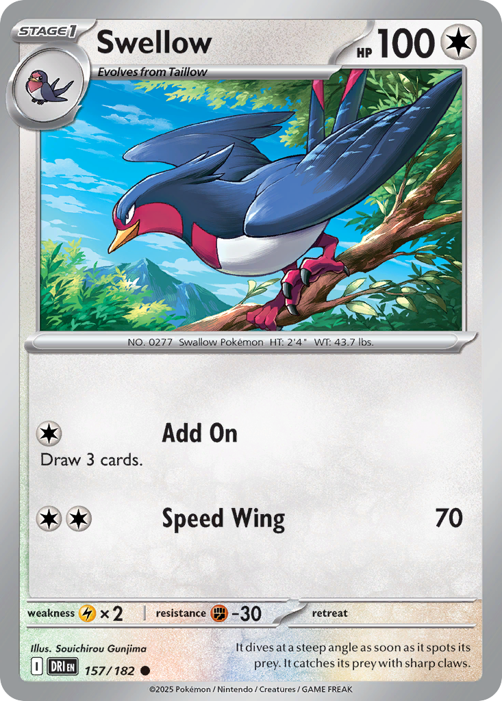 Losse Pokemonkaart 157/182 - Swellow - Destined Rivals - [Common]