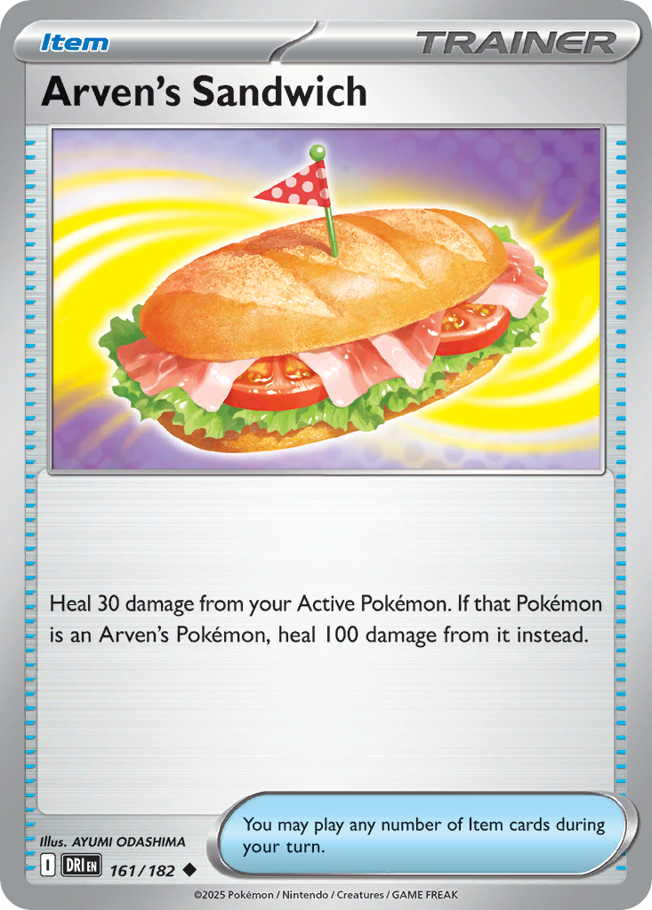 Losse Pokemonkaart 161/182 - Arven's Sandwich - Destined Rivals - [Uncommon] - Reverse Holo