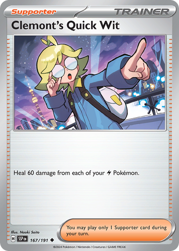 167/191 - Clemont's Quick Wit - [Uncommon] - Reverse Holo