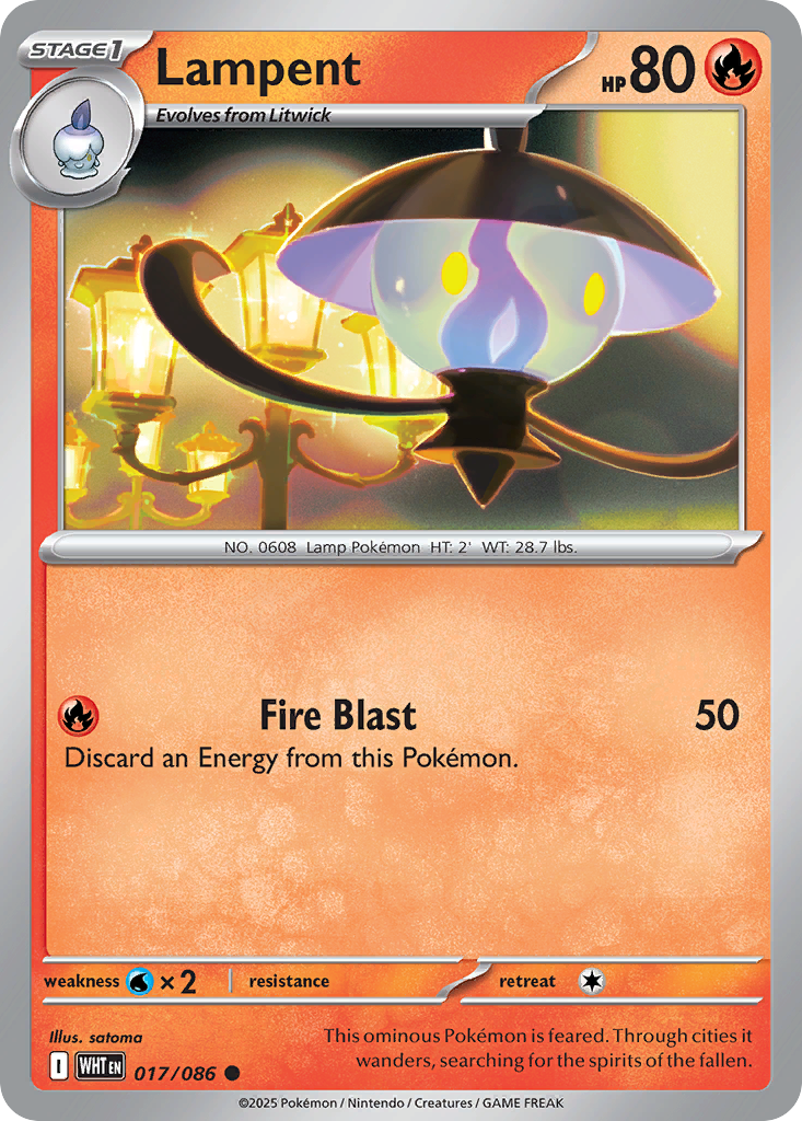 Losse Pokemonkaart 017/086 - Lampent - White Flare - [Common] - Poke Ball Reverse Holo