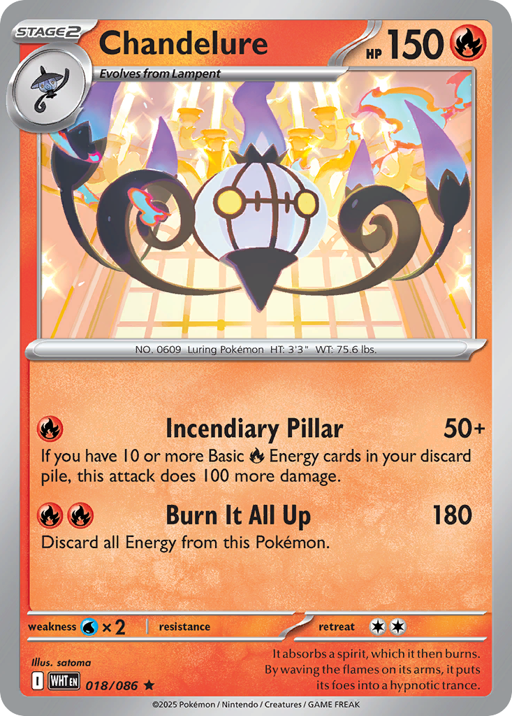 Losse Pokemonkaart 018/086 - Chandelure - White Flare - [Rare]