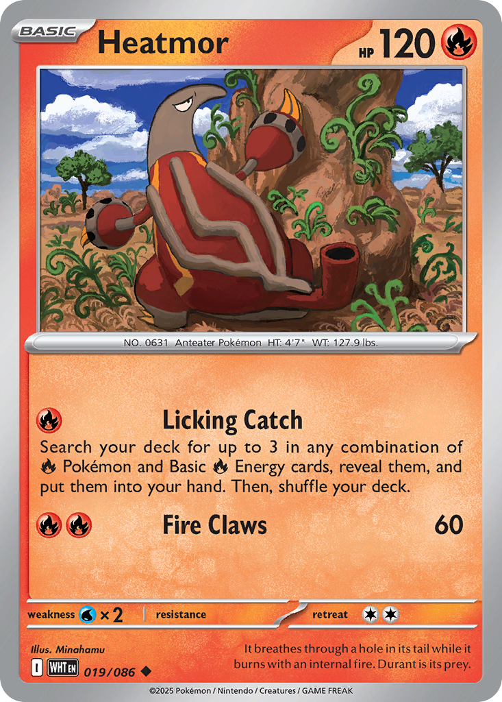 Losse Pokemonkaart 019/086 - Heatmor - White Flare - [Uncommon] - Poke Ball Reverse Holo