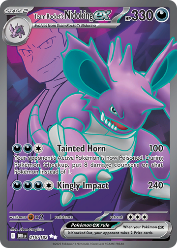 Losse Pokemonkaart 216/182 - Team Rocket's Nidoking ex - Destined Rivals - [Ultra Rare]