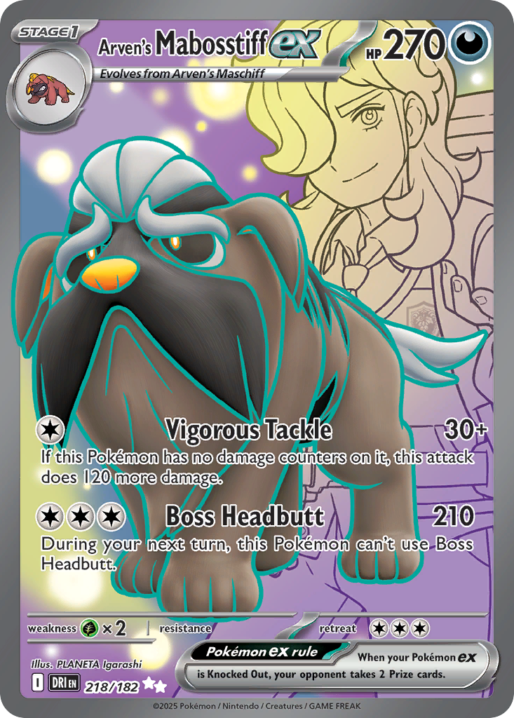 Losse Pokemonkaart 218/182 - Arven's Mabosstiff ex - Destined Rivals - [Ultra Rare]
