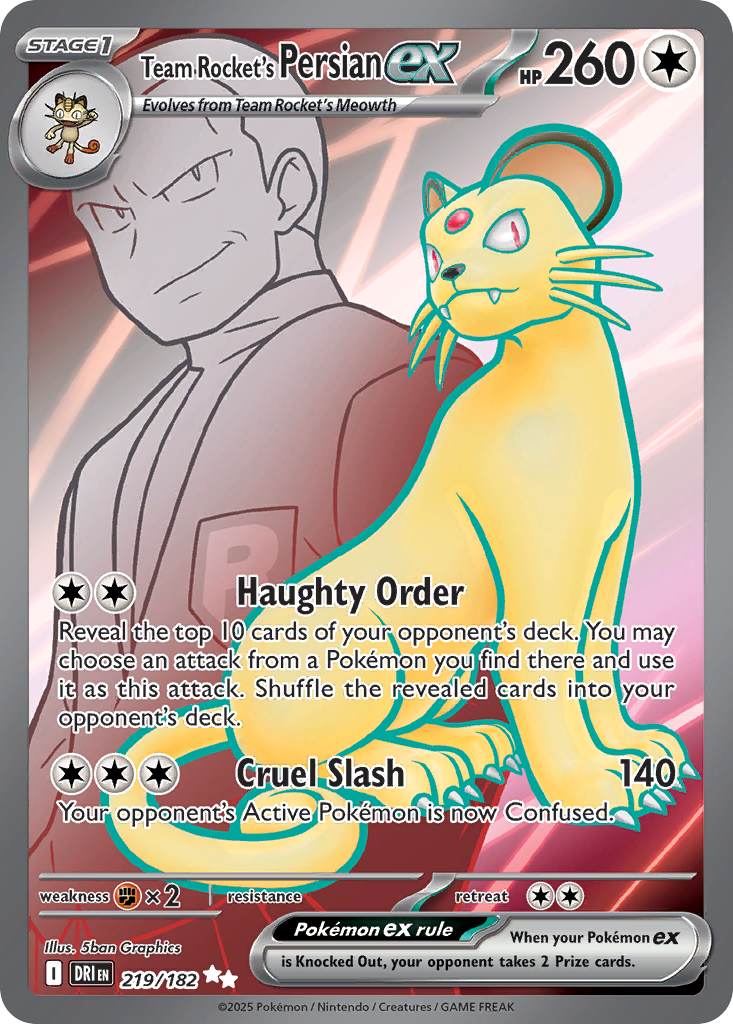 Losse Pokemonkaart 219/182 - Team Rocket's Persian ex - Destined Rivals - [Ultra Rare]