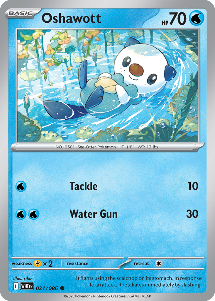 Losse Pokemonkaart 021/086 - Oshawott - White Flare - [Common] - Poke Ball Reverse Holo