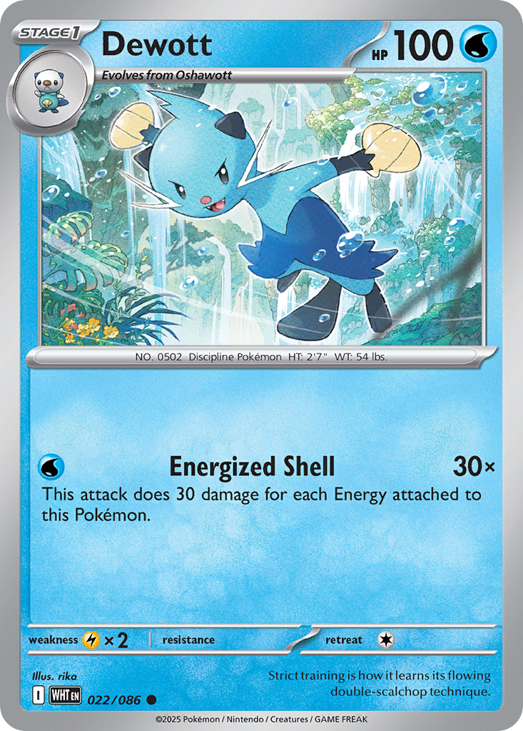 Losse Pokemonkaart 022/086 - Dewott - White Flare - [Common] - Reverse Holo