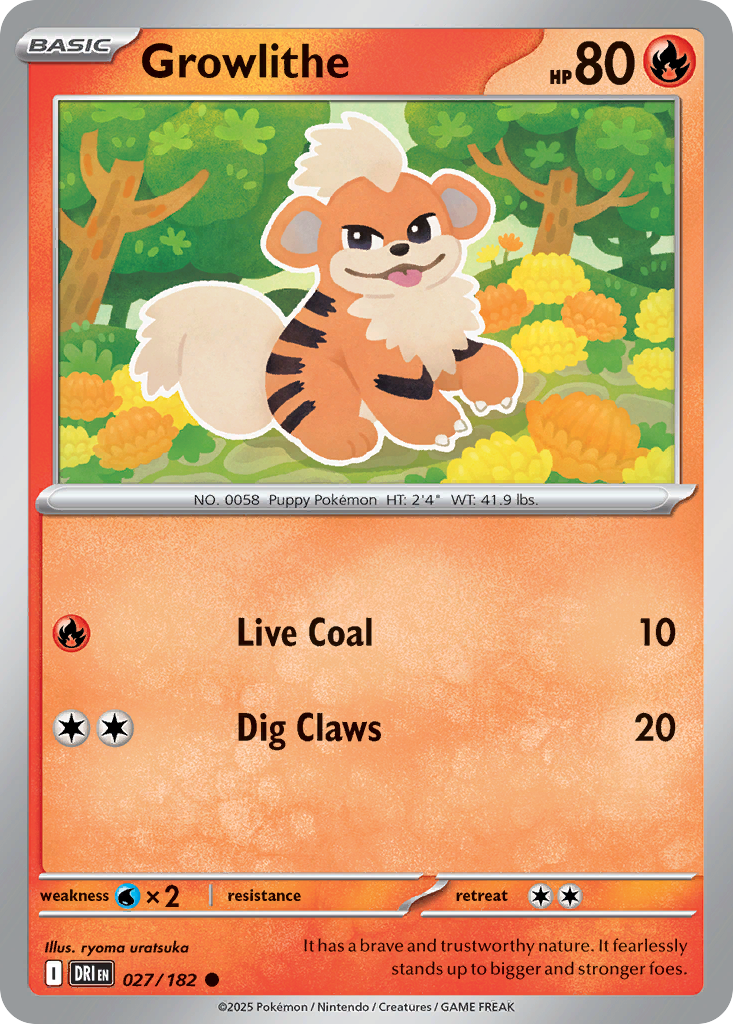 Losse Pokemonkaart 027/182 - Growlithe - Destined Rivals - [Common]