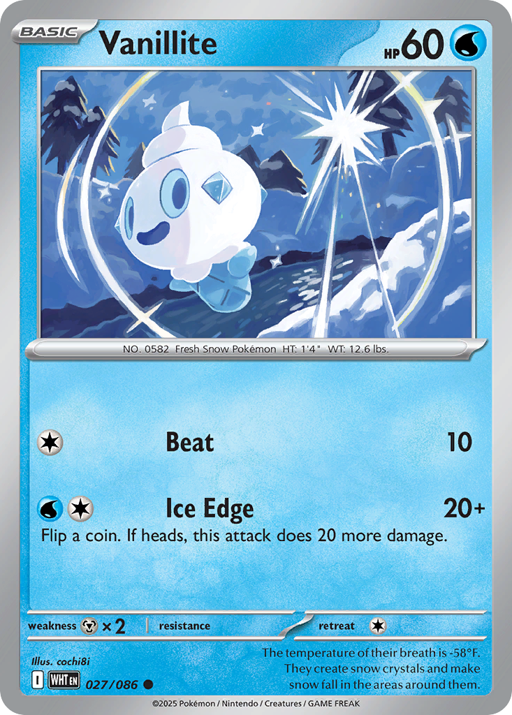 Losse Pokemonkaart 027/086 - Vanillite - White Flare - [Common] - Reverse Holo