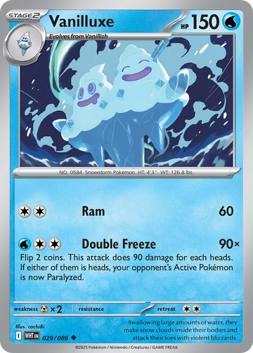 Losse Pokemonkaart 029/086 - Vanilluxe - White Flare - [Uncommon] - Reverse Holo
