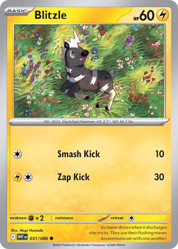 Losse Pokemonkaart 031/086 - Blitzle - White Flare - [Common] - Poke Ball Reverse Holo