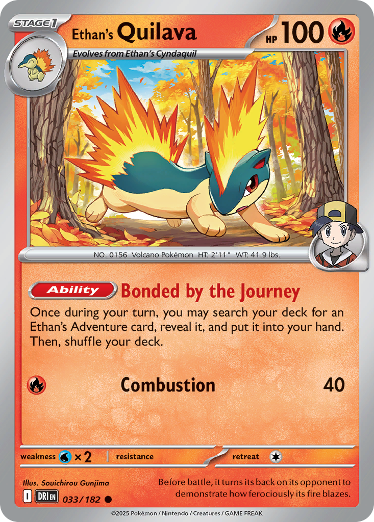 Losse Pokemonkaart 033/182 - Ethan's Quilava - Destined Rivals - [Common] - Reverse Holo
