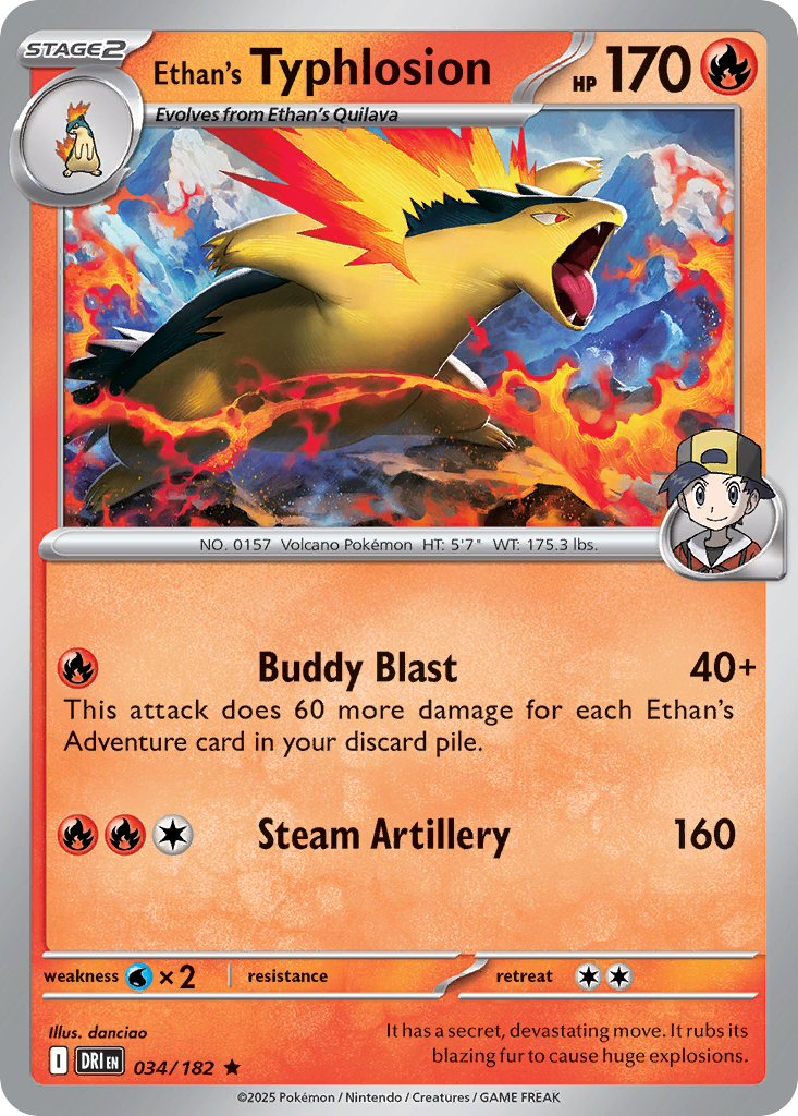 Losse Pokemonkaart 034/182 - Ethan's Typhlosion - Destined Rivals - [Rare]