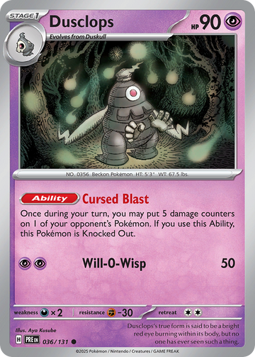 Losse Pokemonkaart 036/131 - Dusclops - Prismatic Evolutions - [Common]