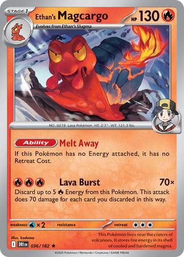 036/182 - Ethan's Magcargo - [Rare] - Reverse Holo