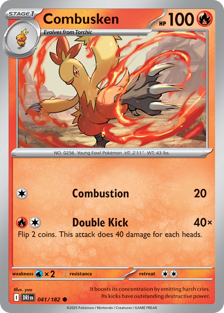 Losse Pokemonkaart 041/182 - Combusken - Destined Rivals - [Common] - Reverse Holo