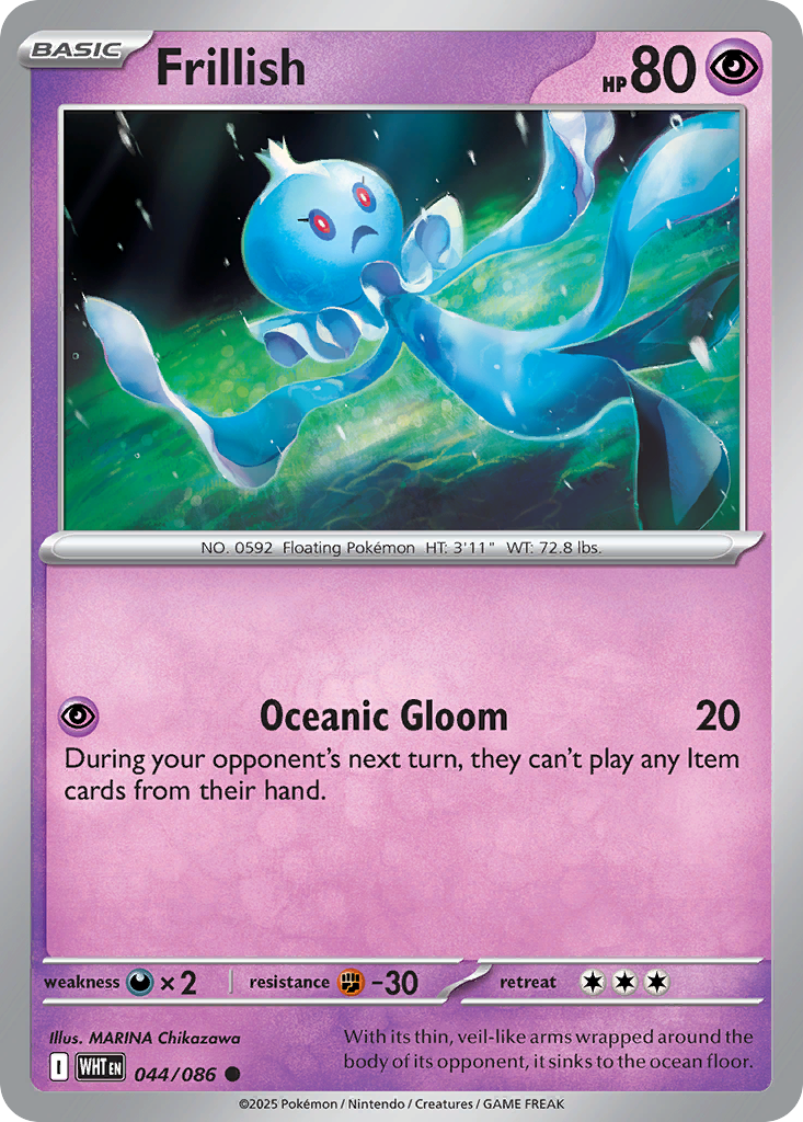Losse Pokemonkaart 044/086 - Frillish - White Flare - [Common] - Poke Ball Reverse Holo