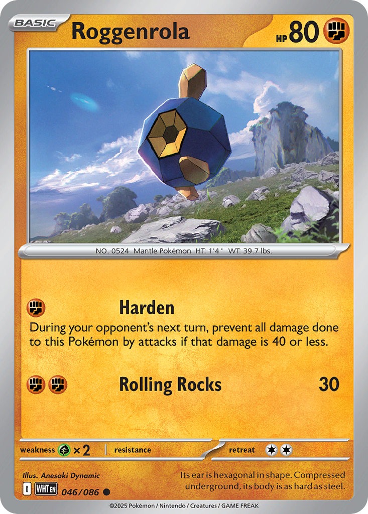 Losse Pokemonkaart 046/086 - Roggenrola - White Flare - [Common] - Reverse Holo