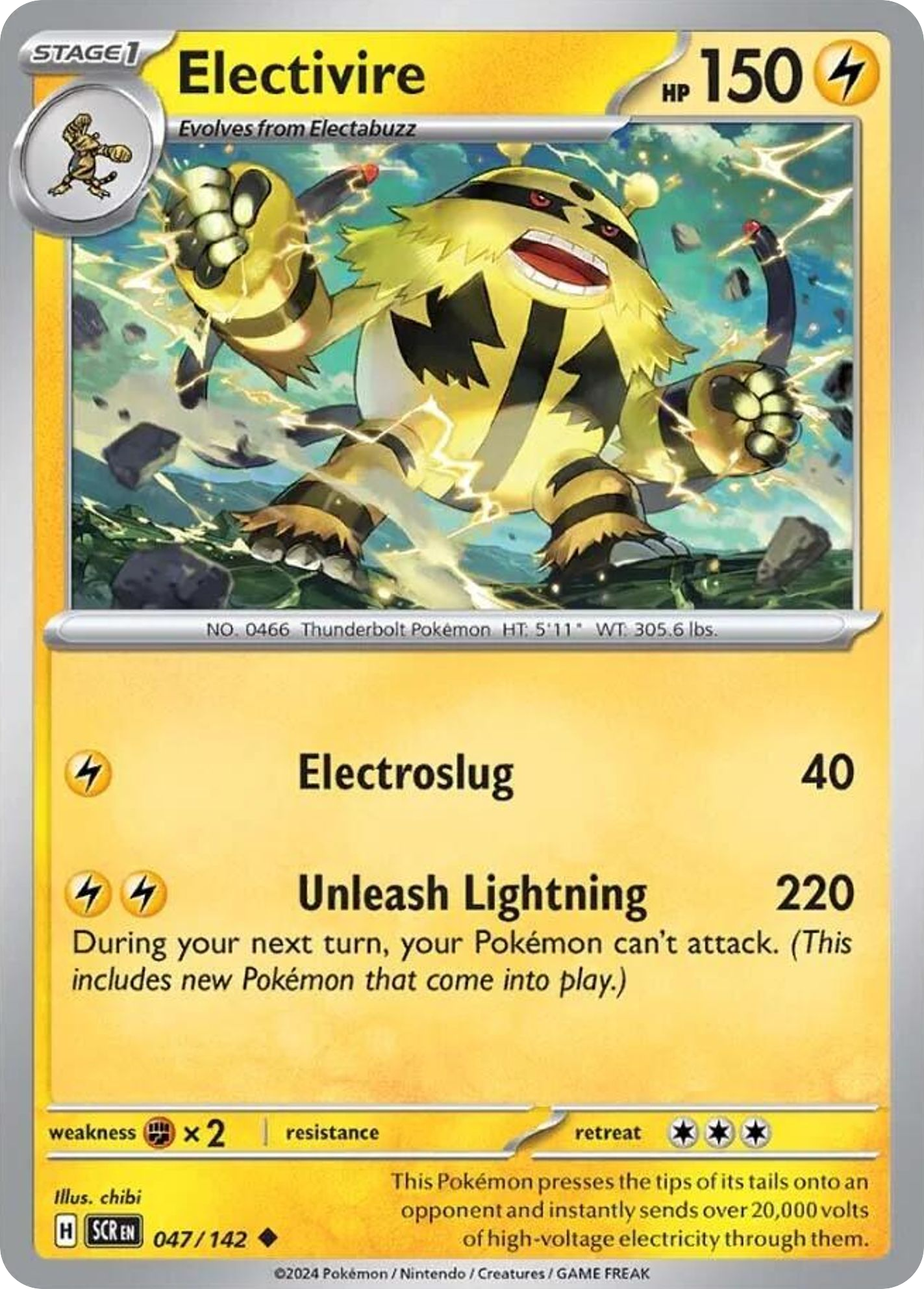 Losse Pokemonkaart 047/142 - Electivire - Stellar Crown - [Uncommon] - Reverse Holo