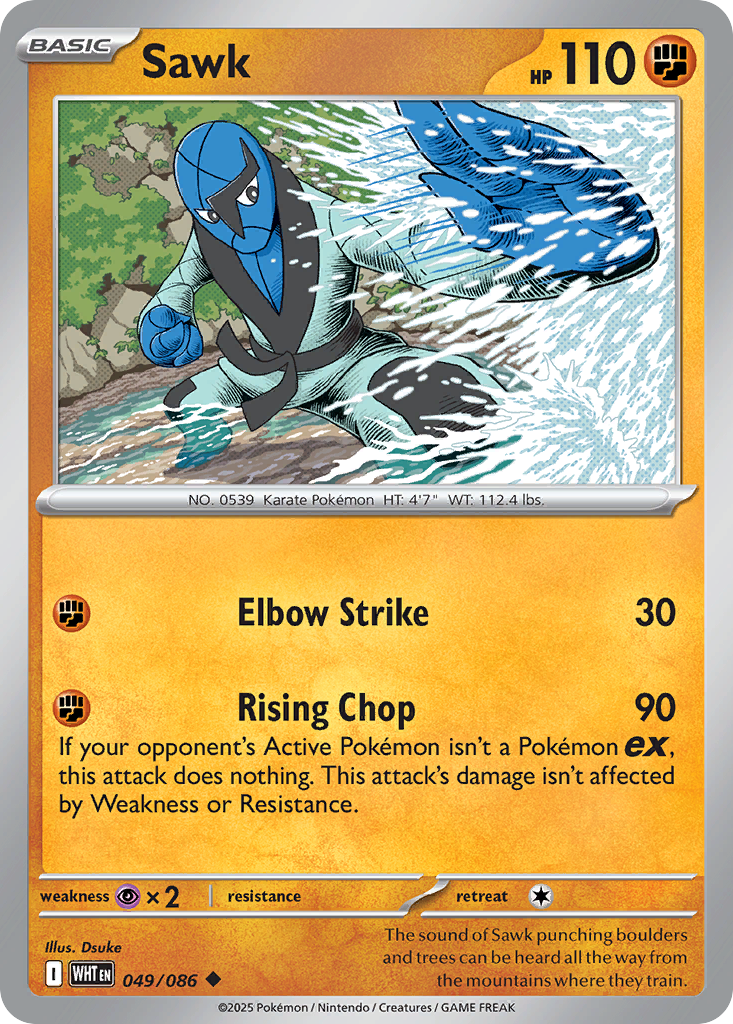 Losse Pokemonkaart 049/086 - Sawk - White Flare - [Uncommon] - Poke Ball Reverse Holo