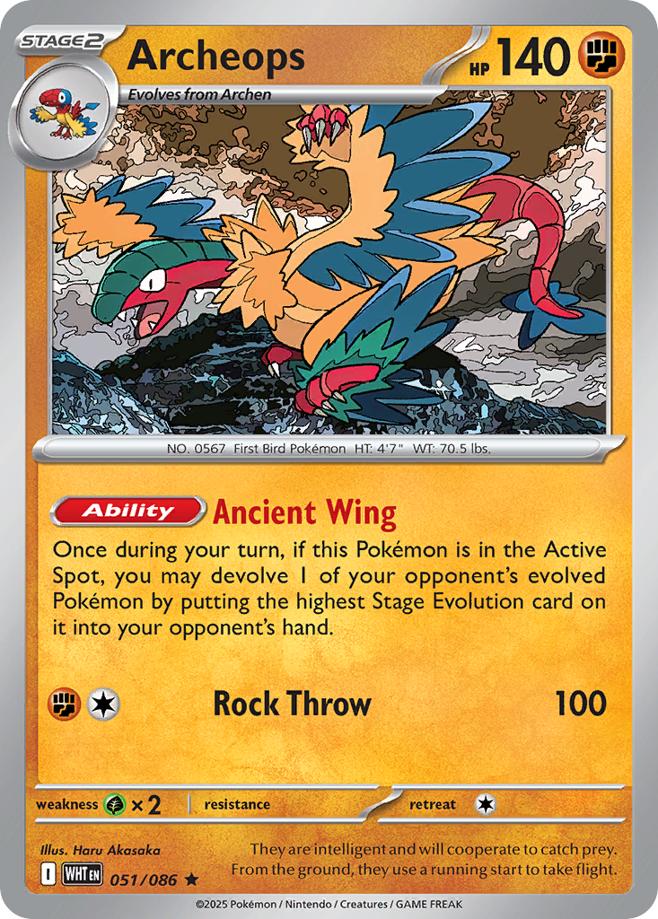 Losse Pokemonkaart 051/086 - Archeops - White Flare - [Rare]