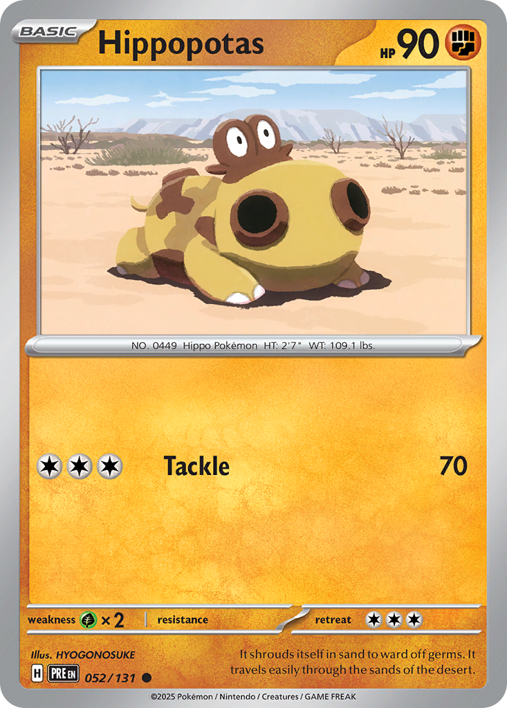 Losse Pokemonkaart 052/131 - Hippopotas - Prismatic Evolutions - [Common]