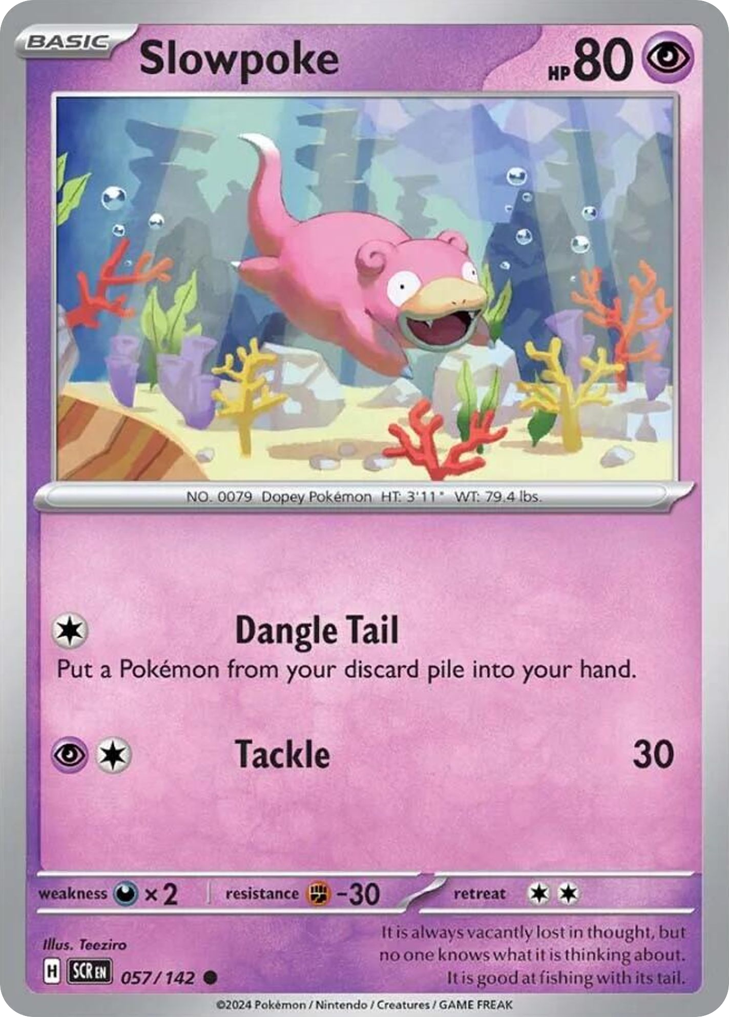 Losse Pokemonkaart 057/142 - Slowpoke - Stellar Crown - [Common] - Reverse Holo